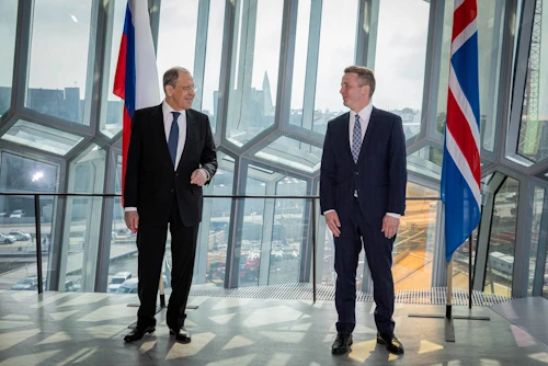 Sergei Lavrov og Guðlaugur Þór á fundi sínum í dag