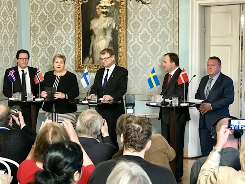 Frá blaðamannafundi forsætisráðherra Norðurlanda