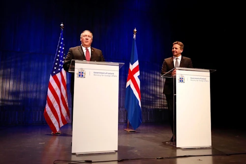 Mike Pompeo og Guðlaugur Þór á fundi sínum í Hörpu í febrúar 2019