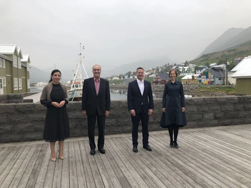 Guðlaugur Þór Þórðarson ásamt þeim  Dominique Hasler, utanríkisráðherra Liechtentstein, Iselin Nybø, iðnaðar- og viðskiptaráðherra Noregs og Guy Parmelin, ráðherra efnahagsmála, menntunar og rannsókna í Sviss, sem er jafnframt forseti landsins.