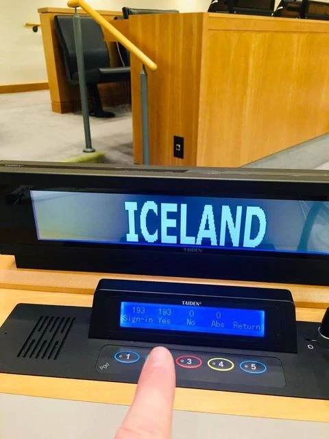 Kosið í allsherjarþingi Sameinuðu þjóðanna í New York