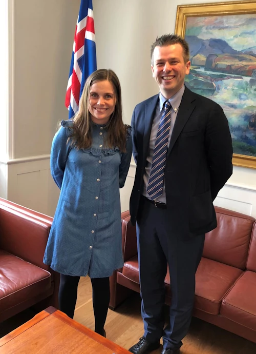 Katrín Jakobsdóttir, forsætisráðherra og Árni Heimir Ingimundarson, fyrrverandi formaður Málbjargar