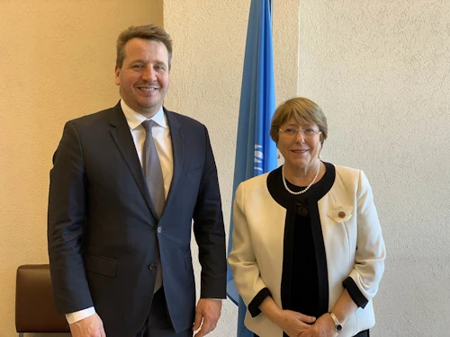 Guðlaugur Þór Þórðarson og Michelle Bachelet, mannréttindastjóri SÞ