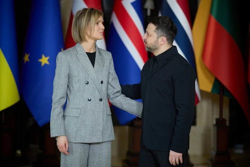Kristrún Frostadóttir forsætisráðherra og Volodómír Selenskí, forseti Úkraínu.