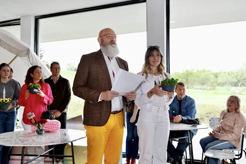Felix Bergsson frá barnamenningarsjóði og Arna Kristín Einarsdóttir skrifstofustjóri menningar í MNH.
