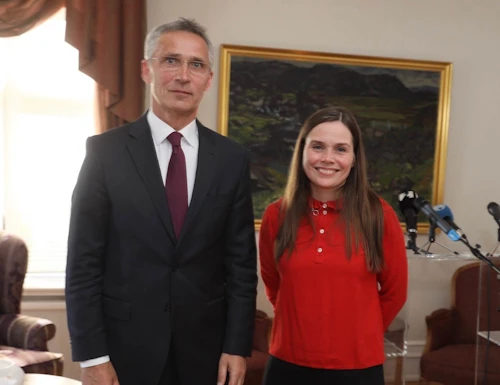 Katrín Jakobsdóttir forsætisráðherra og Jens Stoltenberg framkvæmdastjóri Atlandshafsbandalagsins