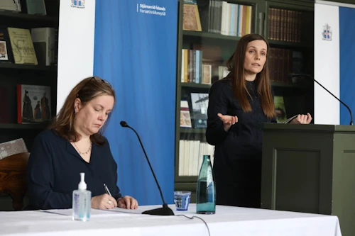 Katrín Jakobsdóttir forsætisráðherra og Svandís Svavarsdóttir heilbrigðisráðherra