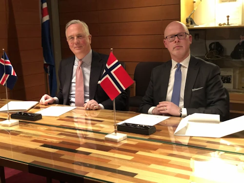 Sturla Sigurjónsson ráðuneytisstjóri og Audun Halvorsen, aðstoðarutanríkisráðherra Noregs.