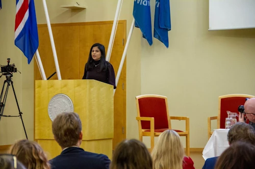 Lina al-Hathloul flutti aðalræðu málþingsins