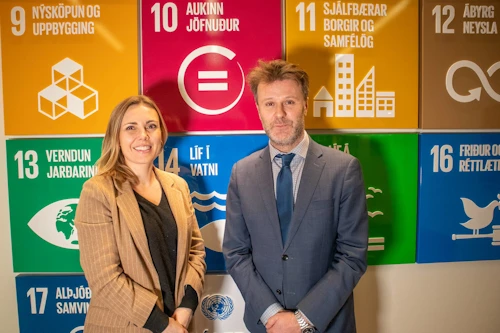 María Mjöll Jónsdóttir, skrifstofustjóri alþjóða- og þróunarsamvinnuskrifstofu utanríkisráðuneytisins og Gunnar Haraldsson, framkvæmdastjóri Intellecon