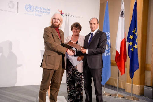 Óttarr Proppé, Zsuzsanna Jakab, framkvæmdastjóri Evrópuskrifstofu WHO og Chris Fearne heilbrigðisráðherra Möltu