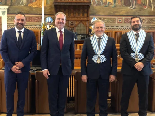 Kristján Andri Stefánsson í Palazzo Pubblica.