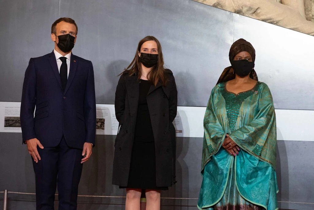 Katrín Jakobsdóttir forsætisráðherra ásamt Emmanuel Macron, forseta Frakklands, og Phumzile Mlambo-Ngcuka, framkvæmdastýru UN Women.