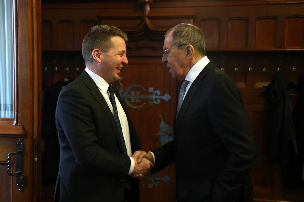 Guðlaugur Þór og Sergei Lavrov á fundi þeirra í Moskvu í dag