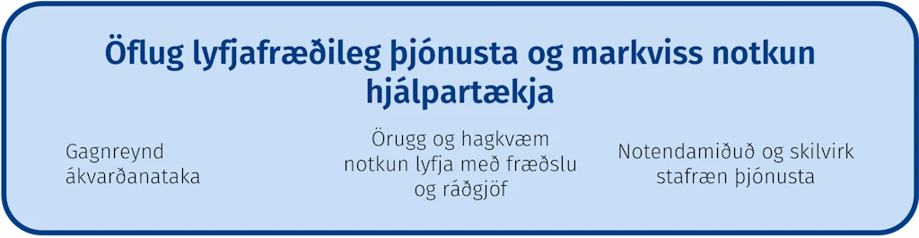 Öflug lyfjafræðileg þjónusta og markviss notkun hjálpartækja