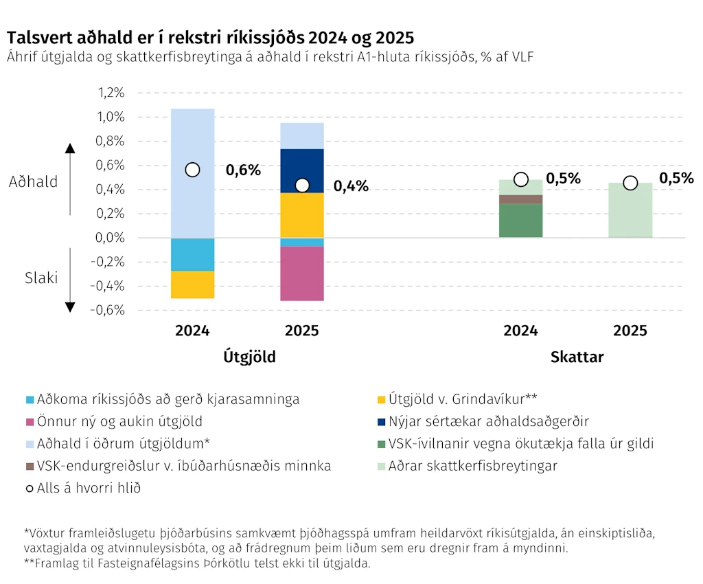 Talsvert aðhald er í rekstri ríkissjóðs 2024 og 2025
