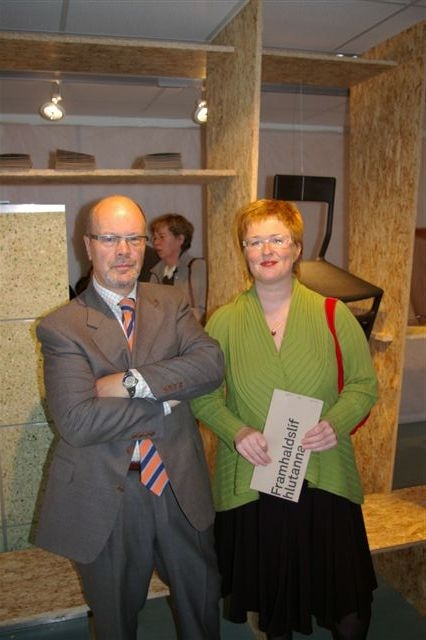 Aðalsteinn Ingólfsson, forstöðumaður Hönnunarsafns Íslands og Þórunn Sveinbjarnardóttir umhverfisráðherra.